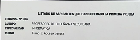 Las dos mejores calificaciones en primera prueba del tribunal número 4 (Almería)