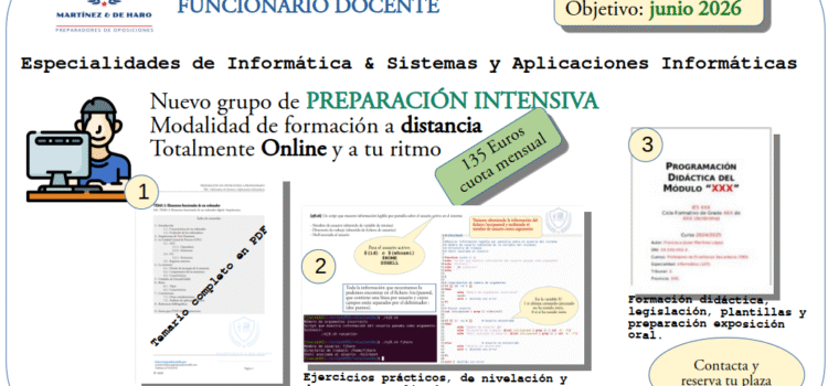 Nuevo grupo preparación de oposiciones: DISTANCIA 2026 Cartel preparación de oposiciones a funcionario docente grupo a distancia 2026